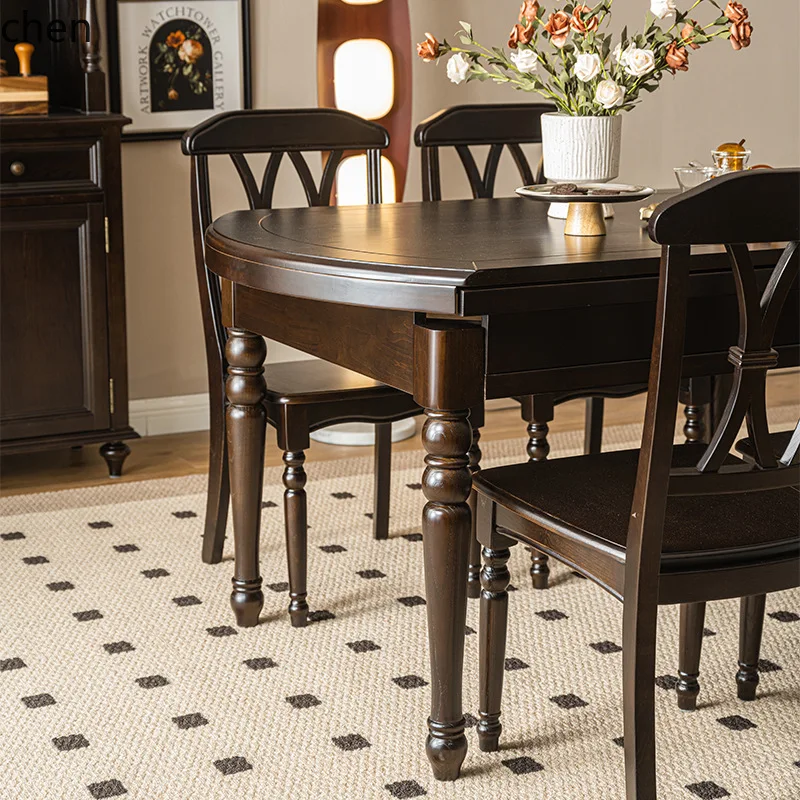 ZML Solid Wood Dining Table and Chair Set Dining Table Rectangular  Small Apartment Multifunctional Long Table