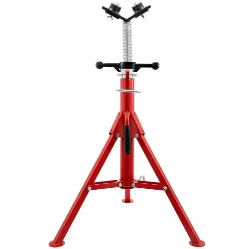 Pipe Jack Stand with 2-Ball Transfer V-Head 6mm Thickness and Folding Legs 1300LB Welding Pipe Stand Adjustable