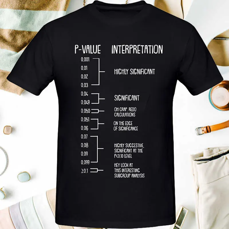 Man P-Value PHD Statistics Statistician Data Analyst Geek Graphic T Shirts Streetwear Short Sleeve Birthday Gifts Summer T-shirt