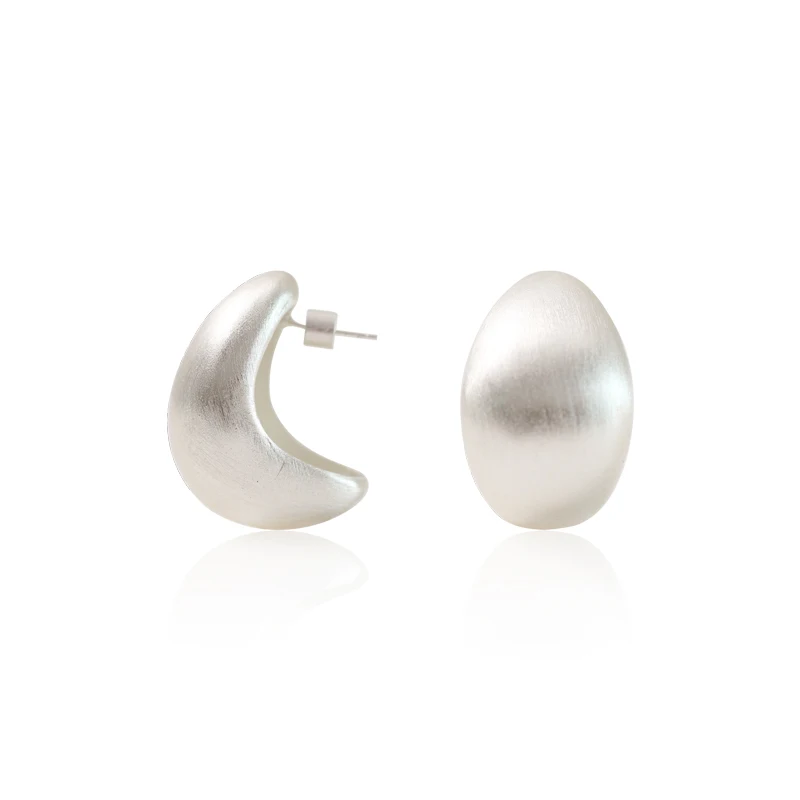 

New spring and summer light luxury simple niche design sense brushed arc stud earrings women