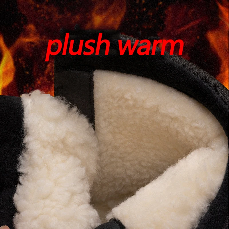 New Rotating Button Men\'s Snow Boots Warm Plush Winter Boots Waterproof Outdoor Hiking Boots Wear Resistant Anti Slip Male Boots