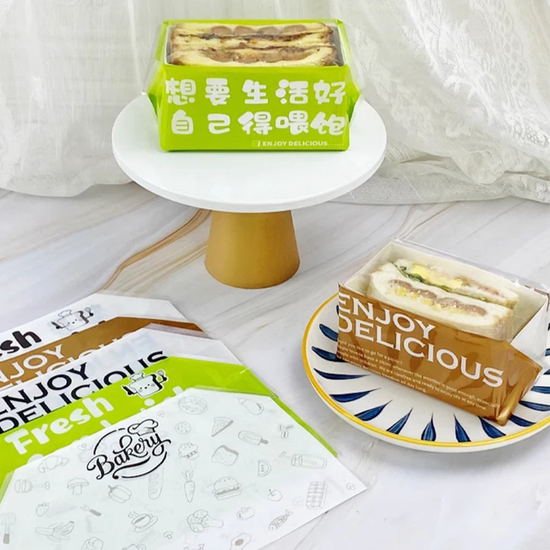 Sacs d'emballage alimentaire transparents en l'horloge, 50 pièces, pour sandwich fait maison, jxtoast, hambourg, fournitures de fête