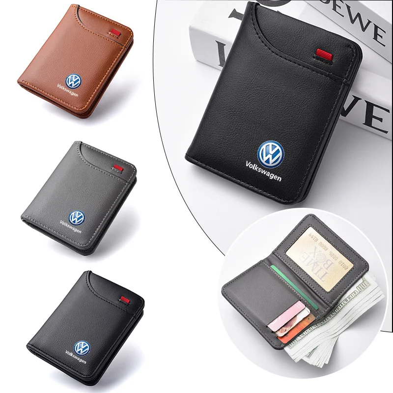 Leather Car Driver License Credit Card Holder Case Wallet For Volkswagen R Rline GOLF 4 5 6 7 Tiguan Polo Jetta Car Accessories