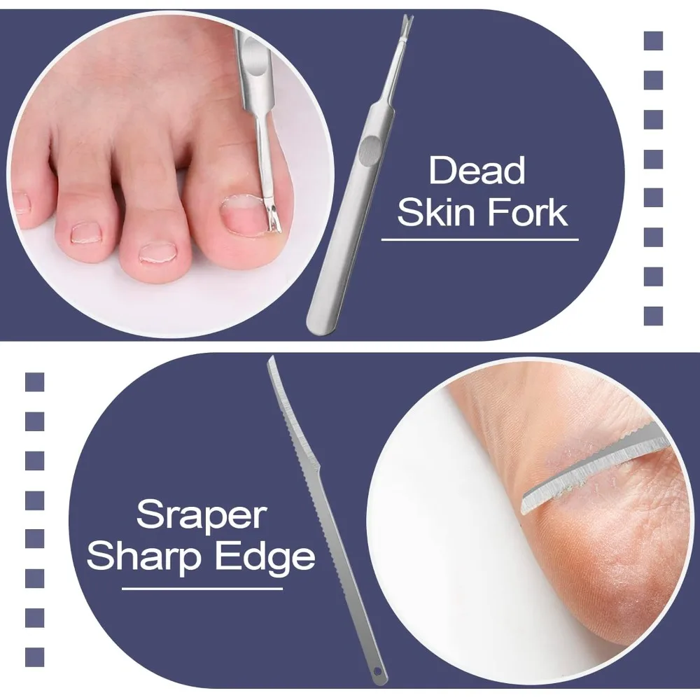7-częściowy zestaw narzędzi do pedicure ze stali nierdzewnej do wrastających paznokci, leczenia paznokci, łagodzenia bólu, usuwania martwego naskórka i odcisków, manicure i pielęgnacji stóp.