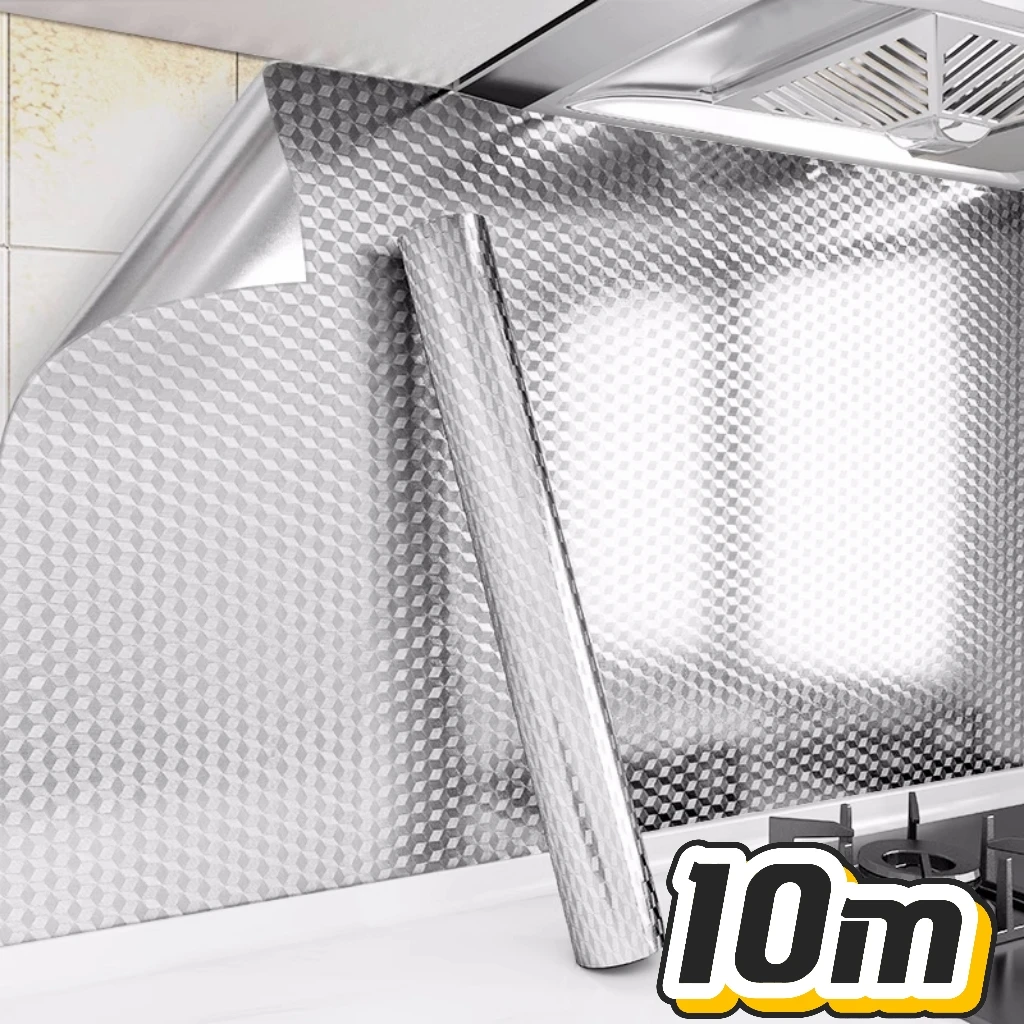 Kitchen Aluminum Foil Wallpaper Oil-Proof Waterproof Fireproof Wall Sticker High-Temperature Resistant Anti-Fouling StoveSticker