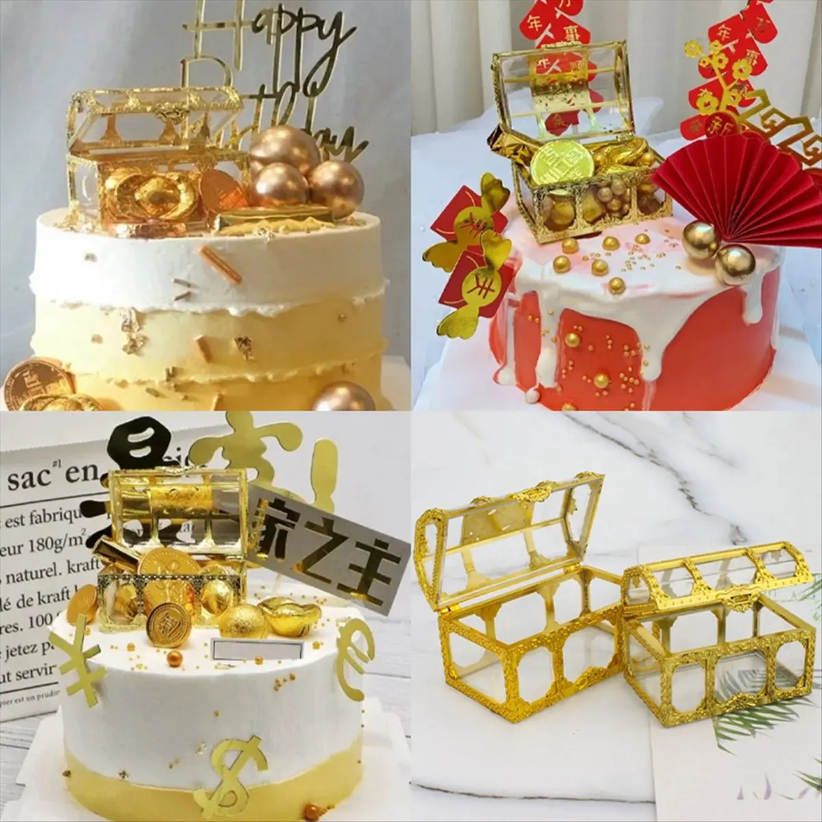 2026 NEW Transparent Treasure Chest Treasure Chest Candy Box Children'S Birthday Cake Dessert Table Decorated with A Pirate Gift