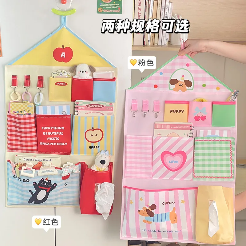 

Oxford Cloth Hanging Storage Bag - Multi-layer Wall Mounted Organizer for Socks, Dormitory Cartoon Design with Colorful Patterns