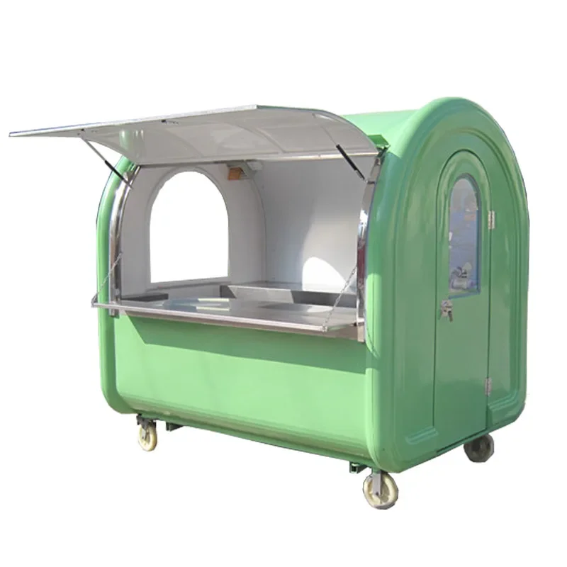 The best selling mobile push food carts/trailer green color two side stainless steel table with