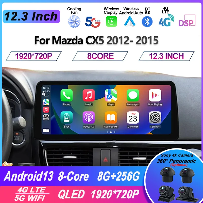 

For Mazda CX5 CX-5 CX 5 2012-2015 12.3 Inch Android 13 Screen Multimedia Video Player CarPlay Car Radio Autoradio 5G WIFI DSP