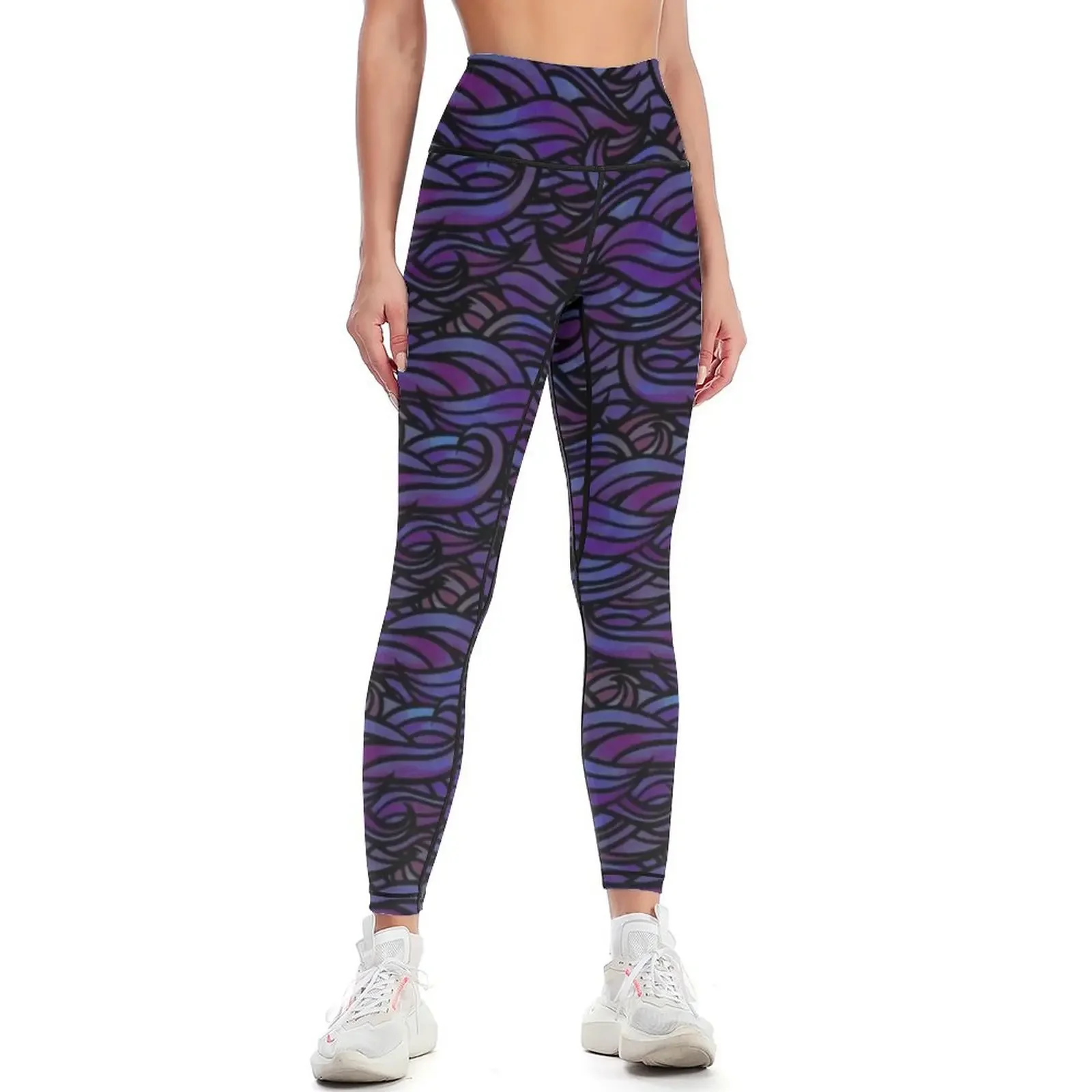 Purple waves Leggings Women's sportswear Women's sports pants Fitness clothing for girls Womens Leggings