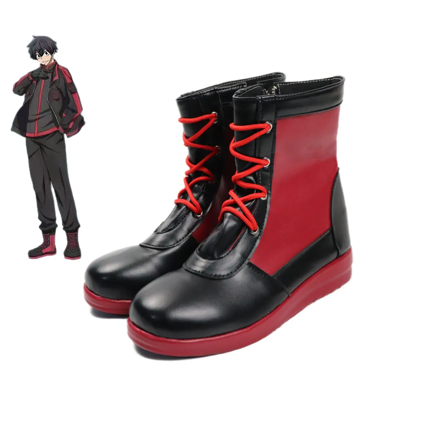 chaussures-de-cosplay-anime-tougen-anki-yodogawa-suminori-bottes-courtes-rouges-en-cuir-pu-pour-carnaval-d'halloween