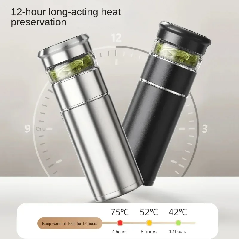 FANJANE 500ml Thermos Bottle Insulated Cup for Men Women Office Business 316 Stainless Steel Portable Tea Water Separation Cup