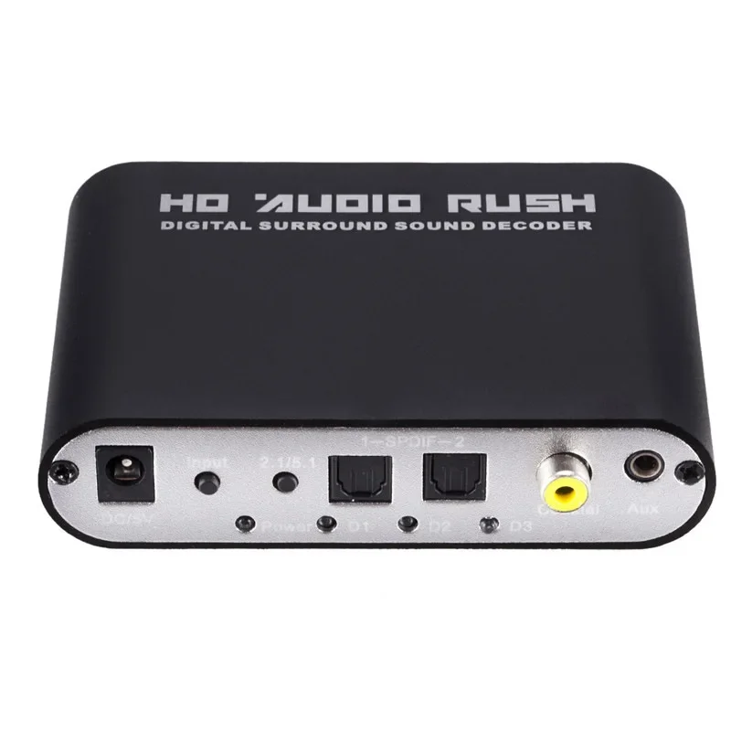 Decodificador de áudio digital 5.1 ch, spdif coaxial para rca dts ac3, conversor analógico, hd