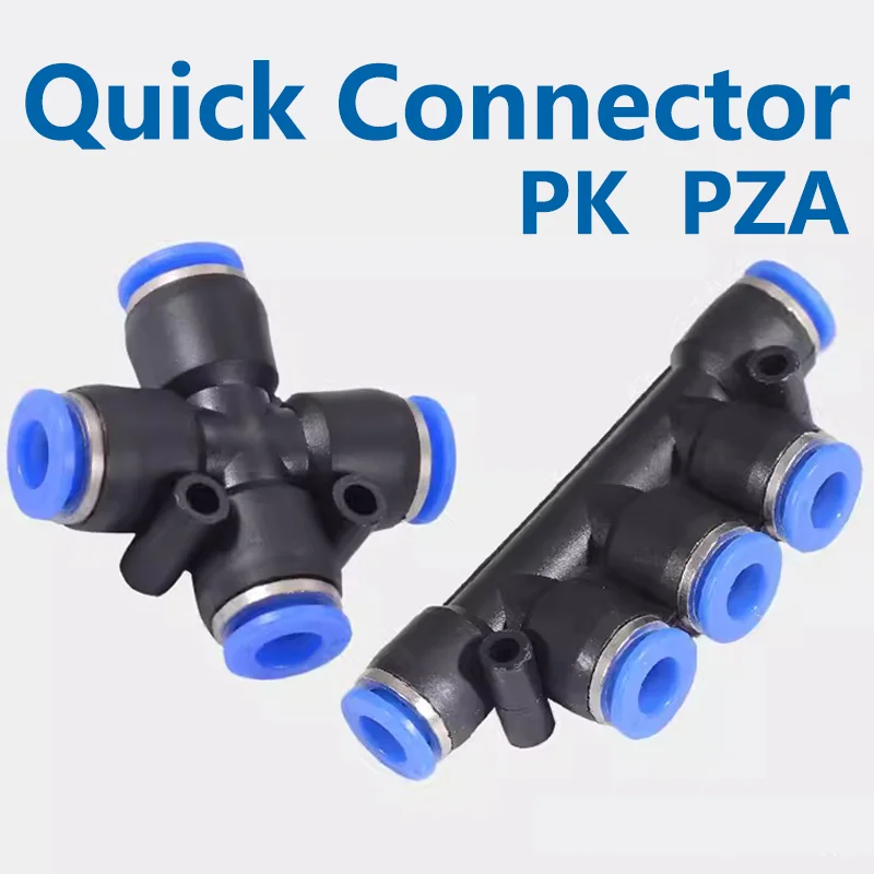 50PCS 4 Way 5 Way PK PZA Pneumatic Plastic Fitting Fittings Quick Connectors Water Hose Connector Air Push Fast 4mm 6mm 8mm 10mm