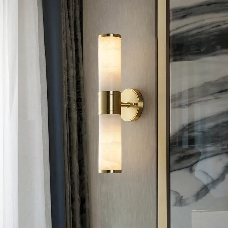 

Nordic Luxury Marble Wall Lamp Living Room Background Wall Simple Modern Bedroom Bedside Lamp Hallway Staircase Lighting Fixture