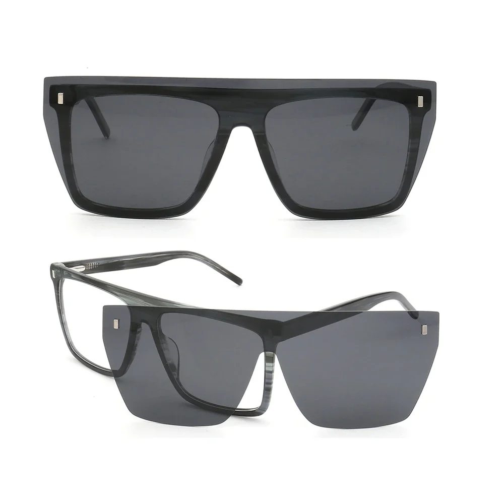 Women Polarized Sunglasses Oversized Square 2 in 1 Magnetic Clip On Sunglasses Men Fashion Rx Eyeglass Frames Optical clips Punk