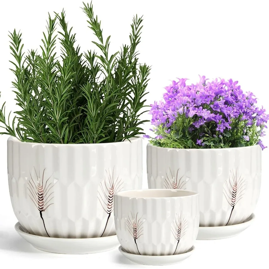 

Ceramic Plant Pots 4 5.5 7 Plant Pots Indoor with Drainage Set of 3 Ceramic Pots for Plants Outdoor Flower Pot with Drainage Ho