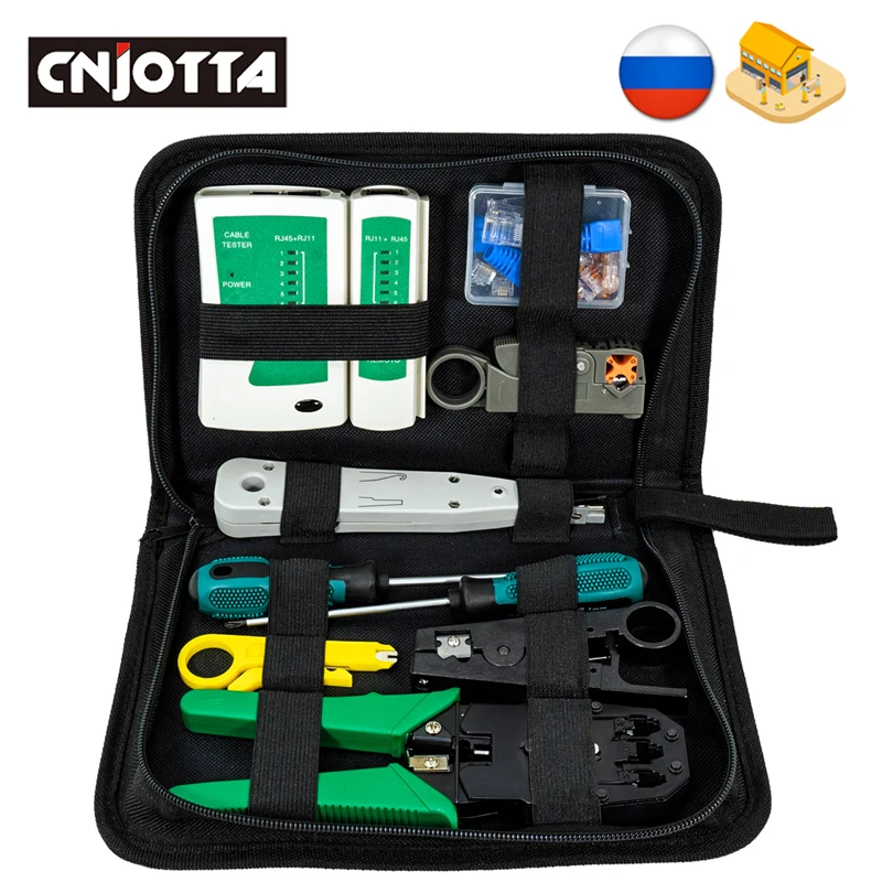 35 Pcs/Set LAN Tester RJ45 Crimping Pliers Portable Network Repair Tool Kit Profesional Cable Tracker And Crimper Clamp with Bag