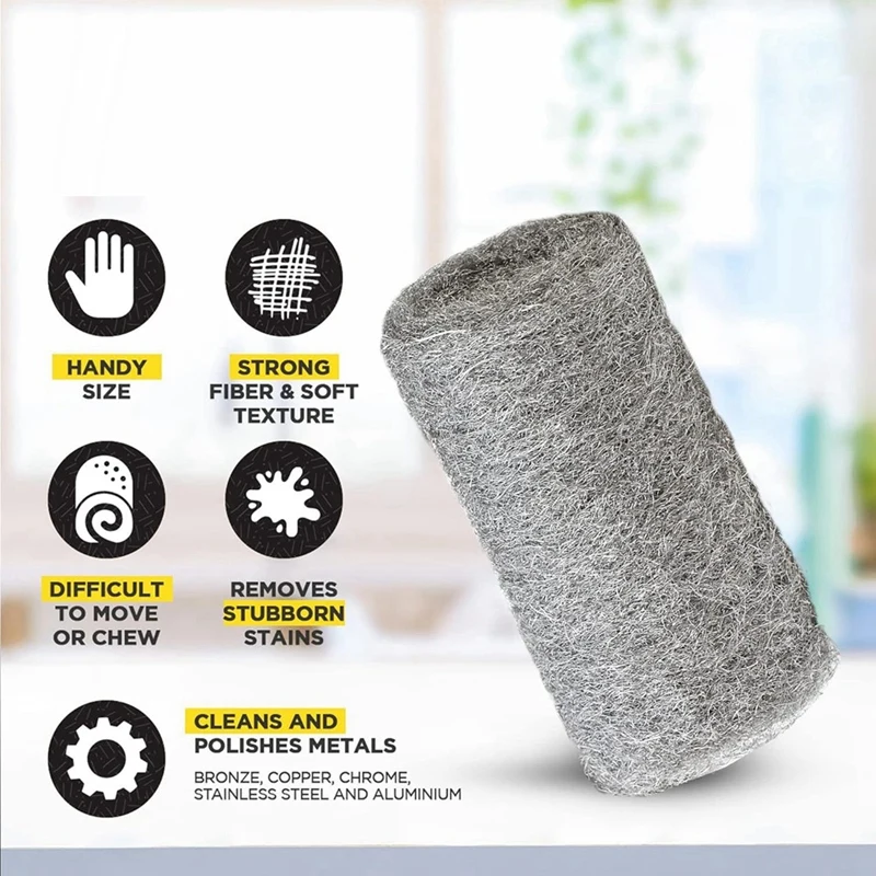 Hot 24Pack Steel Wool For Mice Control Wire Wool Mice Grade For Cleaning & Closing Small Holes Fine Wire Wool Rolka Szczurów