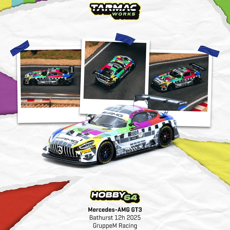 PreSale TW 1:64 Mercedes AMG GT3 Bathurst 12h 2025 GroupM Racing Diecast نموذج سيارة مجموعة ألعاب Tarmac Works