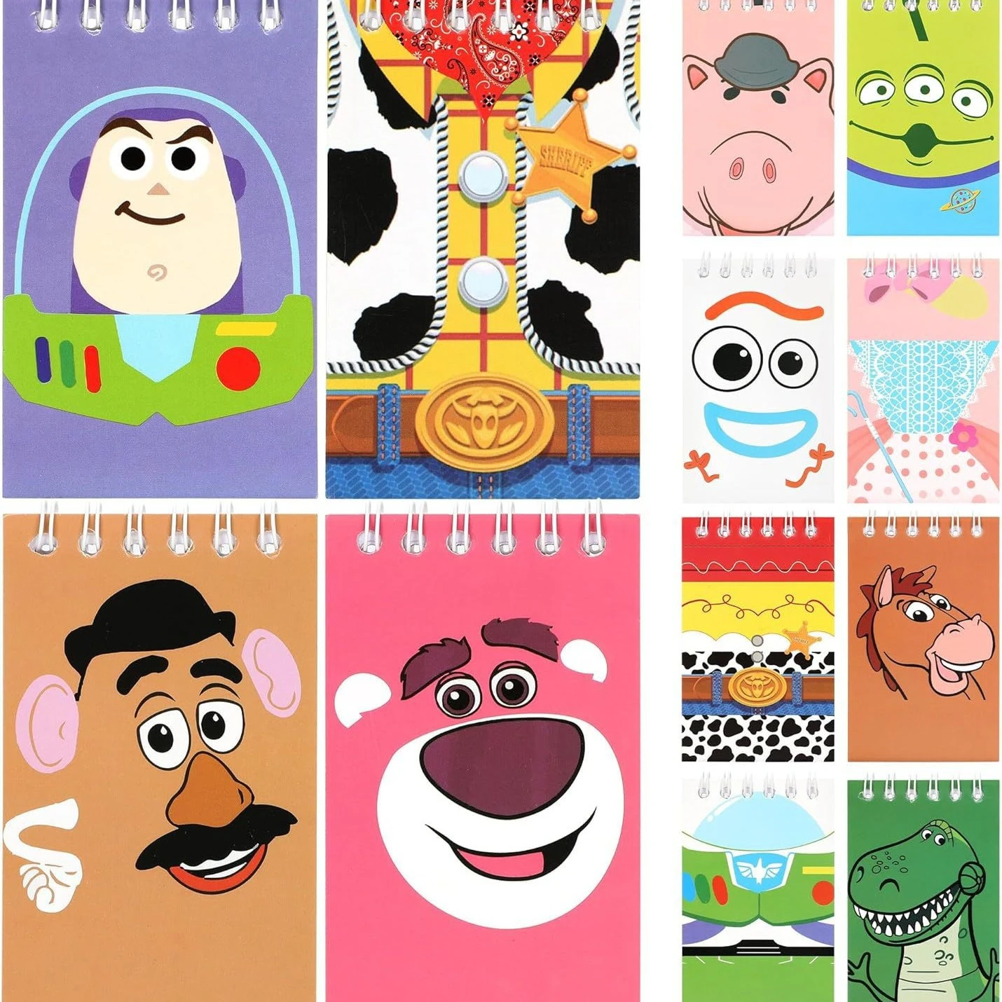 12 Peças Caderno Espiral Mini Toy Story 5 Desenho Animado Woody Buzz Lightyear Bloco de Notas Portátil de Bolso Papelaria Presente de Natal