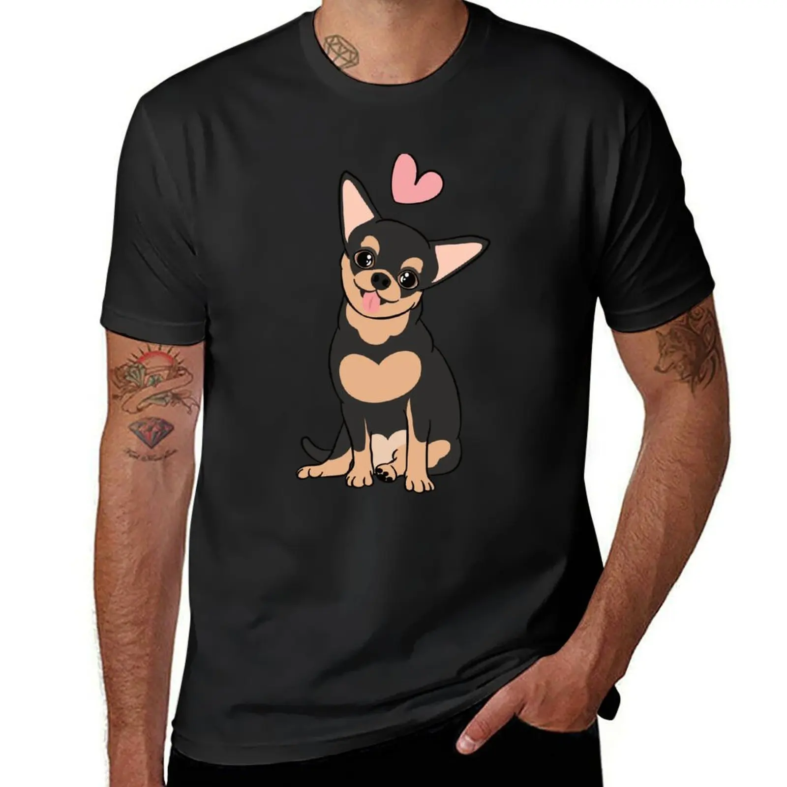 

LOVE Black Tan Chihuahua T-Shirt Short sleeve tee oversizeds sublime summer clothes fitted t shirts for men