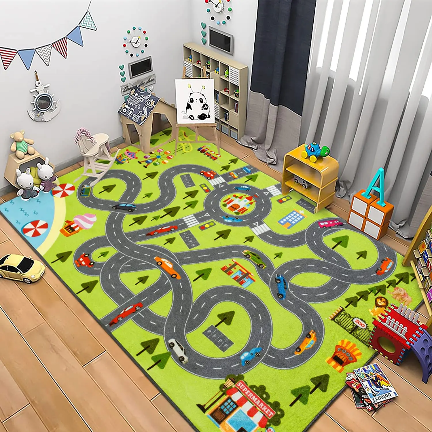 Play Mat Animal Rugs for Kids Bedroom Room Decor for Boys Children Bedroom Play Room Nursery Dinosaur Number Rug 4x6 Feet