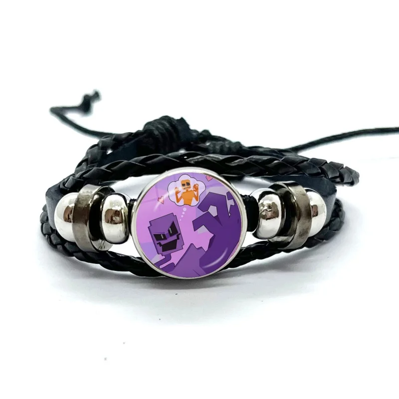 D-Dsaf 3 Purple Guy D-Dave Leather Bracelets Glass Dome Snap Button Bracelet & Bangles Fashion Women Men Jewelry