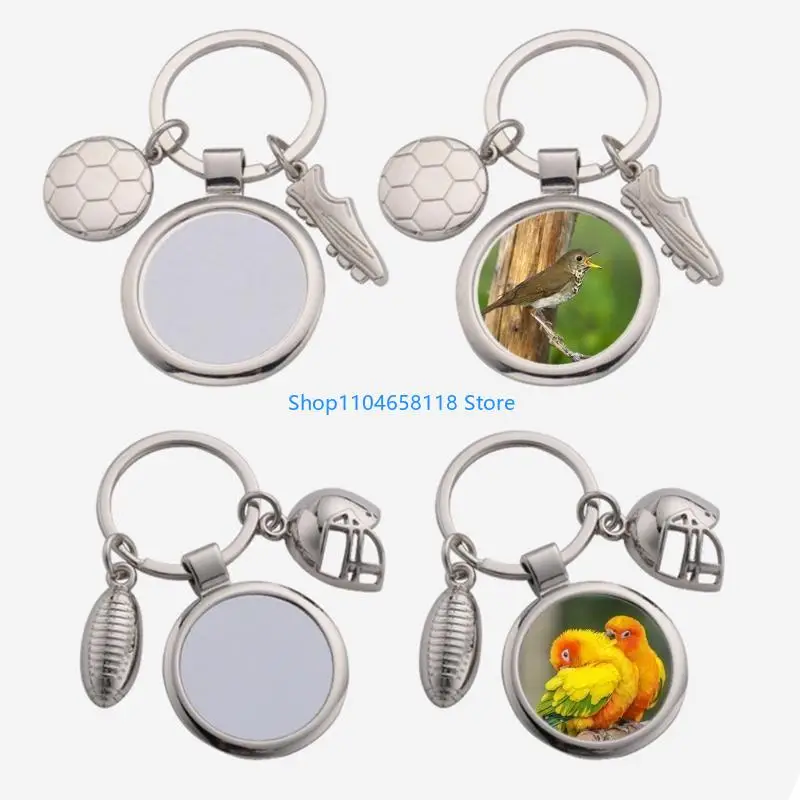 Sublimation Blank Keychain with Metal Keyring Heat Transfer Keychain for Christmas Children Day Birthday Present