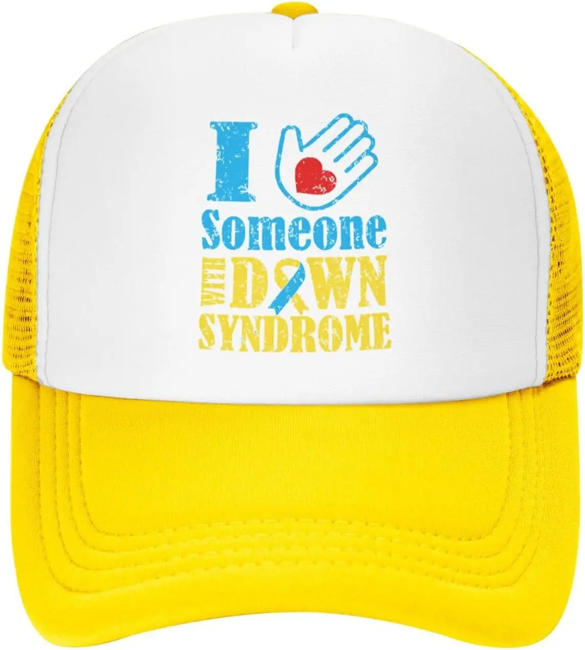 Down Syndrome Awareness I Love Someone Trucker Hat Polyester Mesh Snapback Cap Unisex Casual
