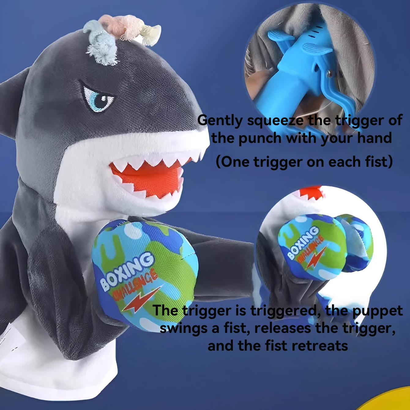 Two-person Interactive Hand Puppet That Fights A Shark, An Orangutan