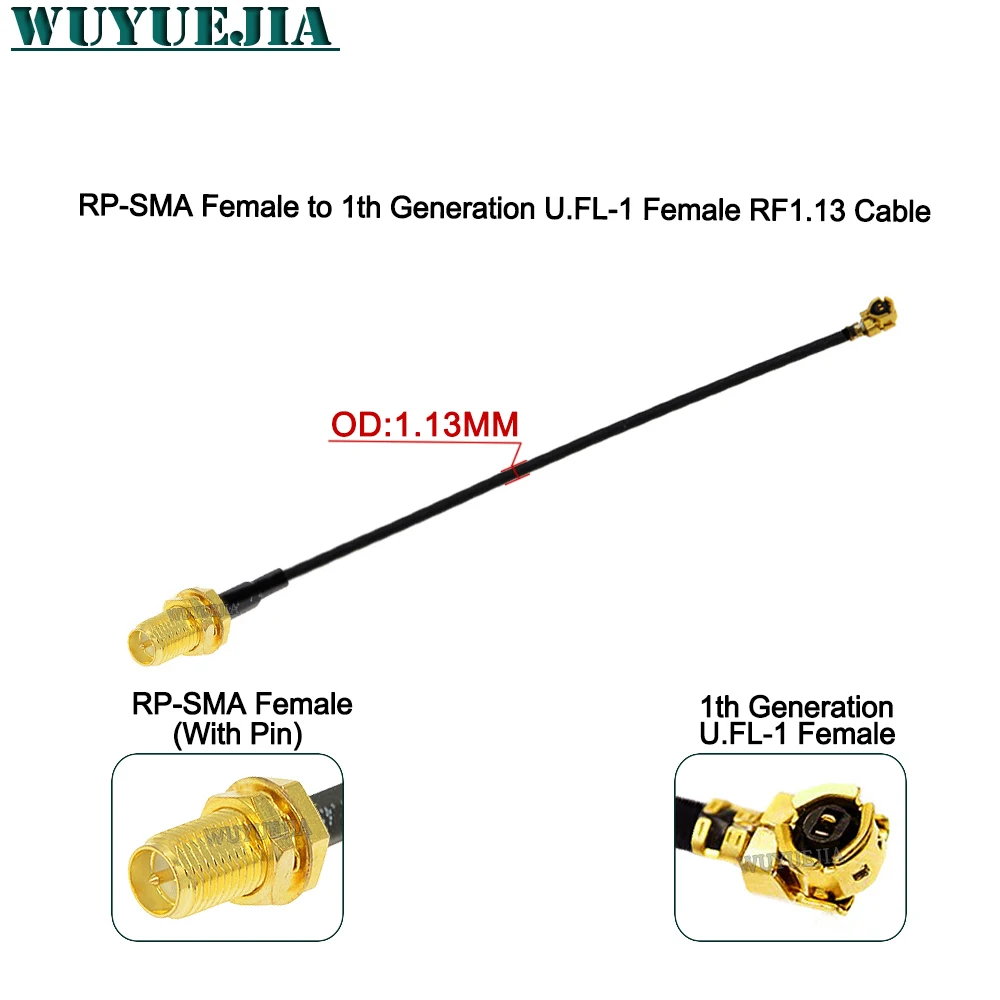 5 ~ 100 سنتيمتر RP-SMA/SMA أنثى إلى الجيل الأول U.FL1 MHF-1 موصل سالب واي فاي هوائي البلوز RF1.13 ضفيرة تمديد الحبل كابل