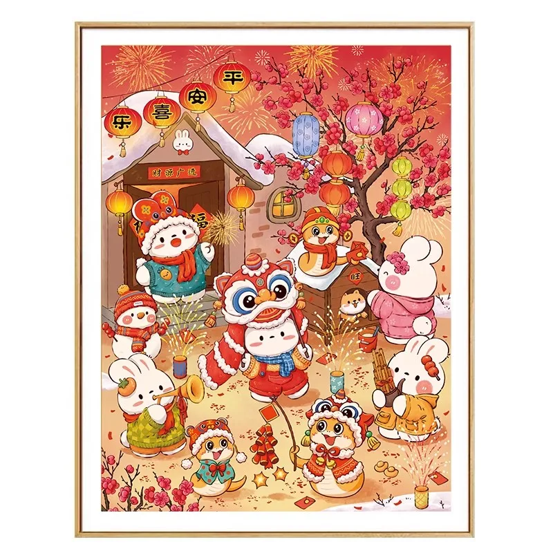 

Змея, новогодние кролики с принтом на холсте, 11CT, китайские наборы для вышивки крестом «сделай сам», набор для вышивания, рукоделие, домашний декор, 44 цвета