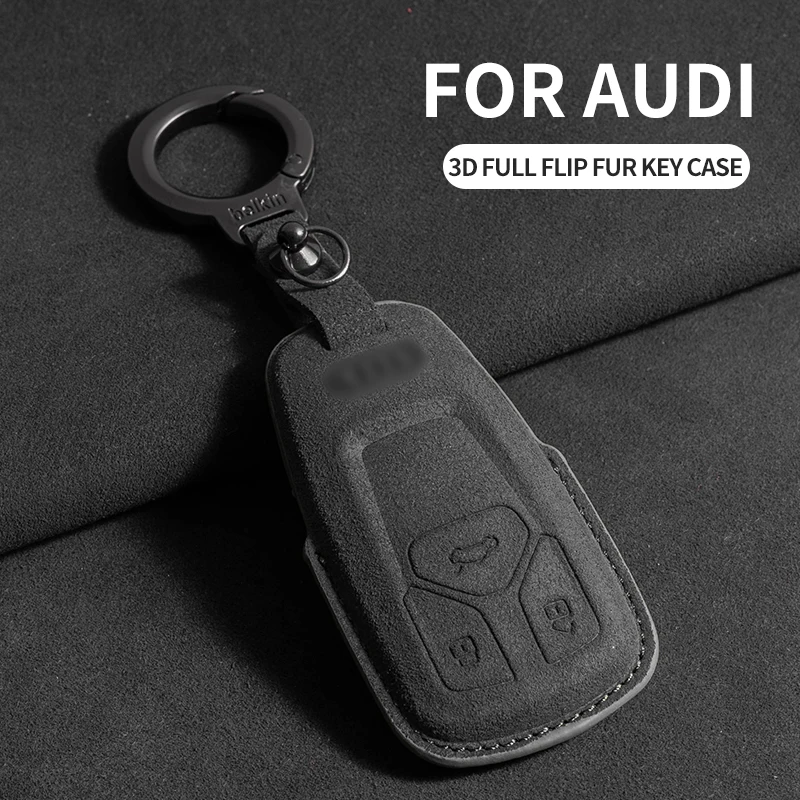 

Suede Car Key Case Cover For Audi A6 A4 A7 Q5 A5 A4 B9 Q5 Q7 TT TTS 8S 2016 2017 Car Key Shell Accessories