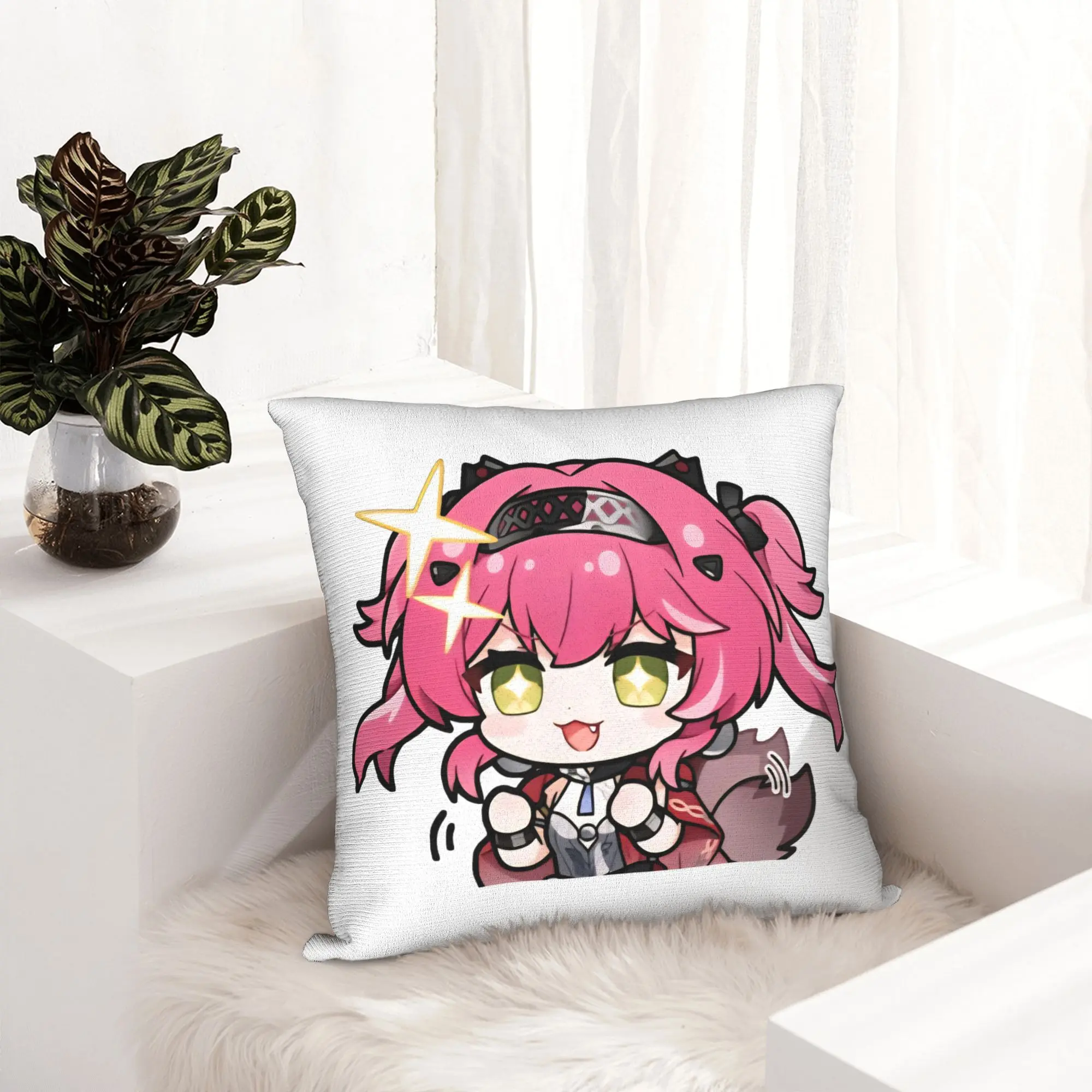 Wuthering Waves Cute Q Version Pillowcase Printing Polyester Cushion Cover Decorations Lupa Throw Pillow Case Cover Home Square