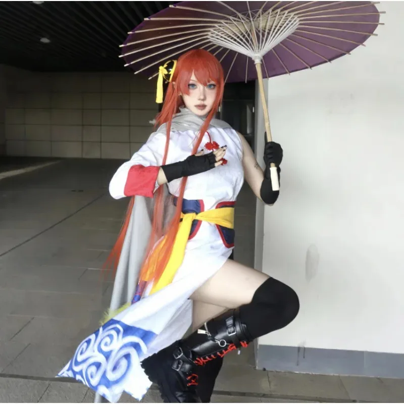 

Gintama Kagura Adult Cosplay Costume Chinese Style Cheongsam Outfits Woman Holiday Carnival Party Dress Up Anime Clothesx;8's,6
