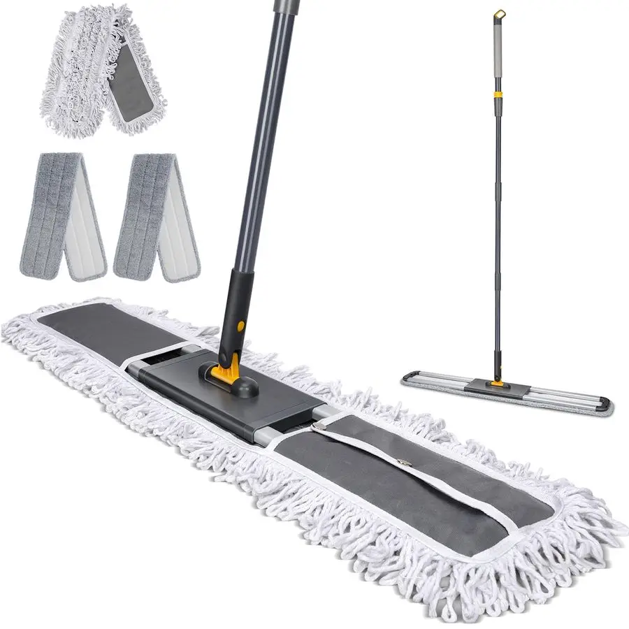 

Commercial Mop, 36 Large Dust Mop,Heavy Duty Industrial Push Mops with 3 Reusable Microfibre Pads amp 62 Adjustable Handle for H