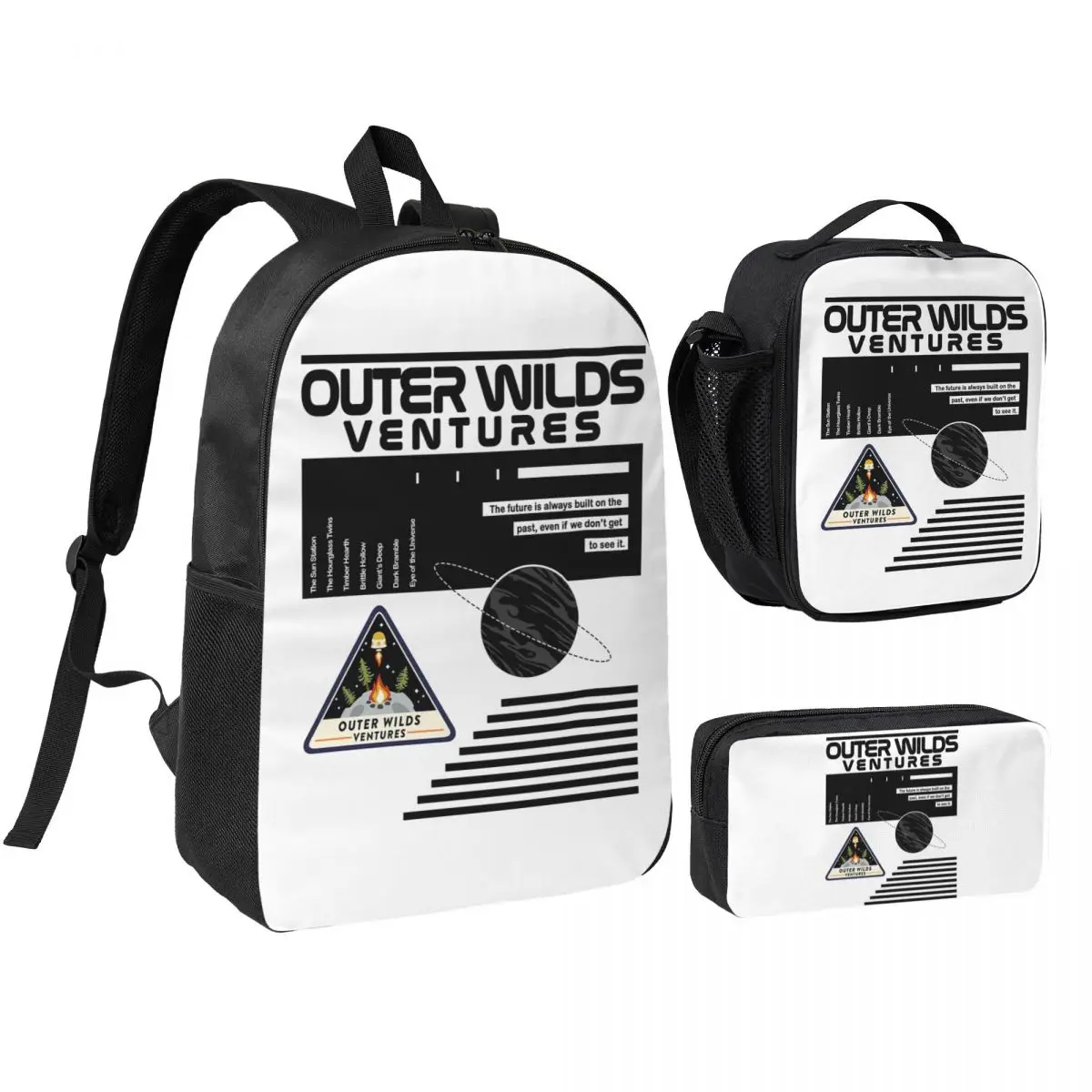 NASA-Inspired Outer Wilds Ventures Backpack Student BookBag School Bag Laptop Shoulder Bags 3ps Insulated Lunch Bag Pencil Case