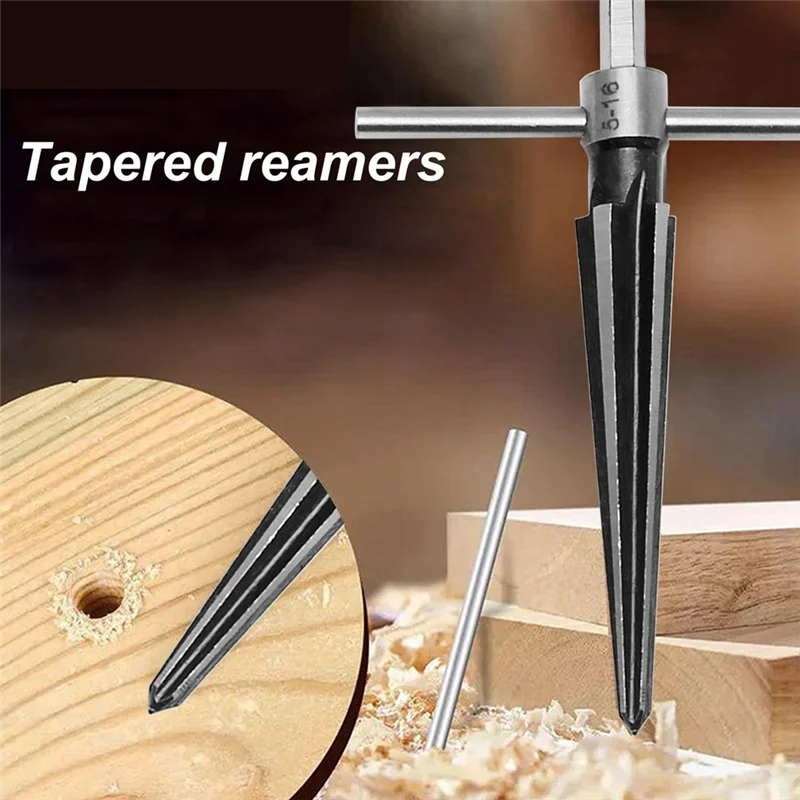 

Hand Reamer Tool, Tapered Reamer Set, 3-13Mm(1/8In-1/2In) & 5-16Mm(½In-5/8In) Bridge Pin Hole Handle Tapered Reamers Easy To Use