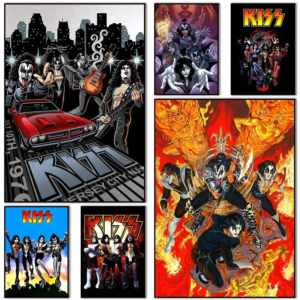 Affiche autocollante Glam Hard Rock KISS Alive, autocollant en papier imperméable, décoration murale pour café, bar, chambre