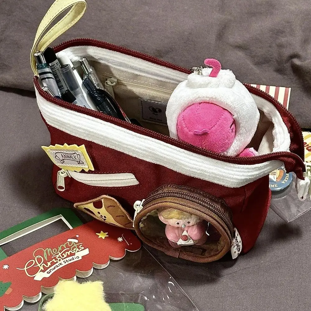 ขนาดใหญ่ความจุสีทึบดินสอแบบพกพาผ้าใบกระเป๋าดินสอแฟชั่นซิปกระเป๋าเครื่องเขียน Lady