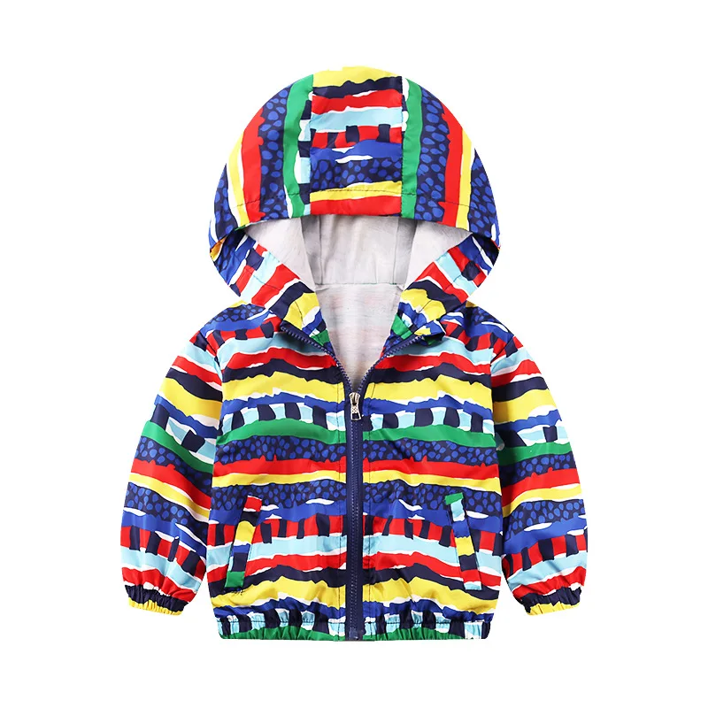 

New 2025 Autumn Kids Hooded Zipper Jacket Boys Girls Cartoon Dinosaur Print Windbreaker Outerwear Children's Coat Clothing