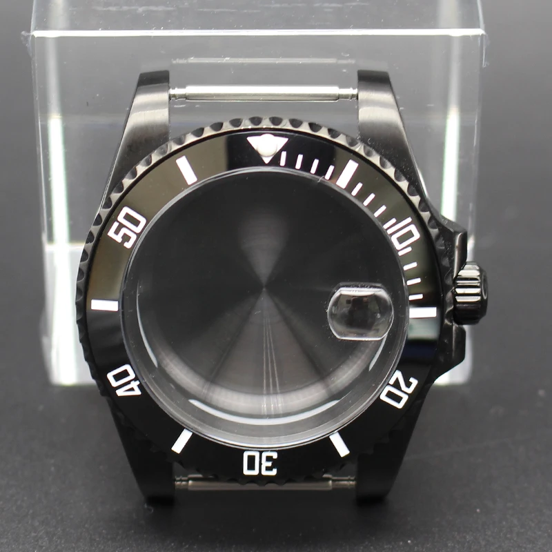 

NH35 40mm Black Watch Case Ceramic Insert Bezel Sapphire Waterproof For SUB Seiko NH35 NH38 NH36/34 Miyota8215 ETA2824 120clicks