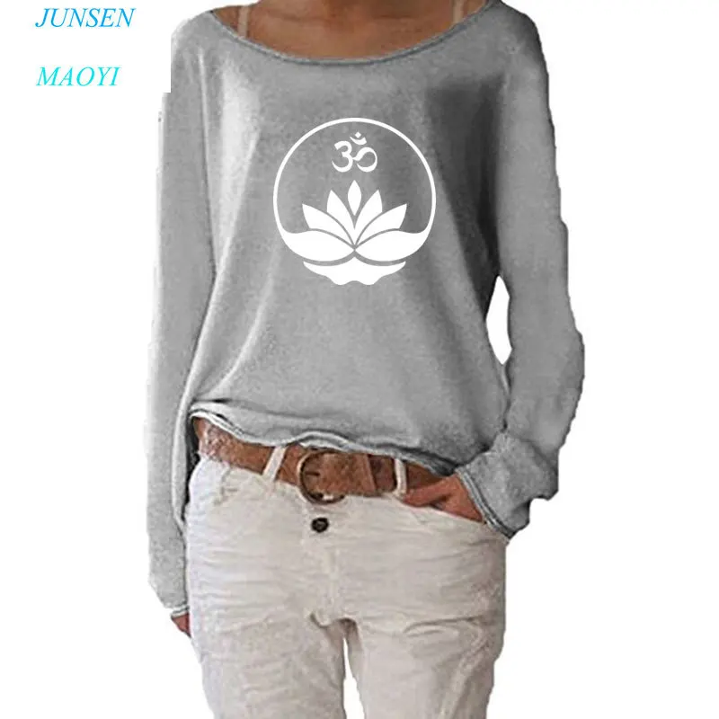 Buddha Buddhism Om Zen Meditation print T Shirt  Women Long Sleeve Funny Autumn Cotton Tshirt Streetwear Women Casual Tee Tops