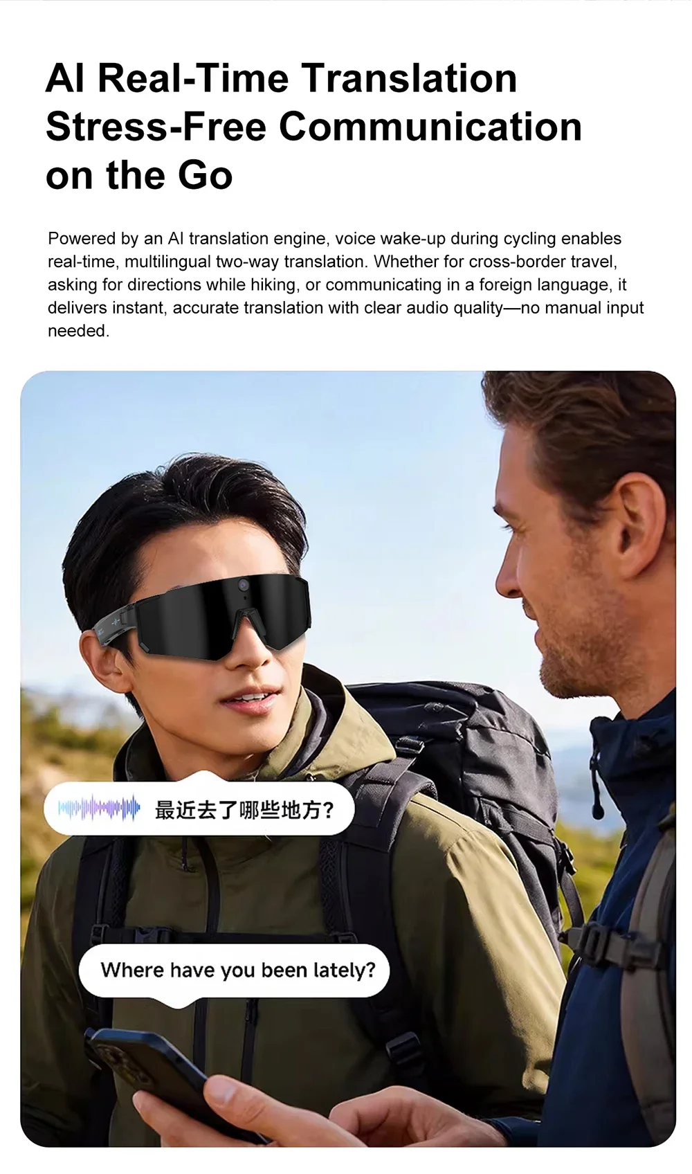 Oneplus AI Smart-Brille 1600W 8K HD Anti-Shake-Kamera Fahrrad-Foto- & Video-Sportsonnenbrille Dual-Mikrofon 32GB Winddichte Schutzbrille 2026 – Detail 9