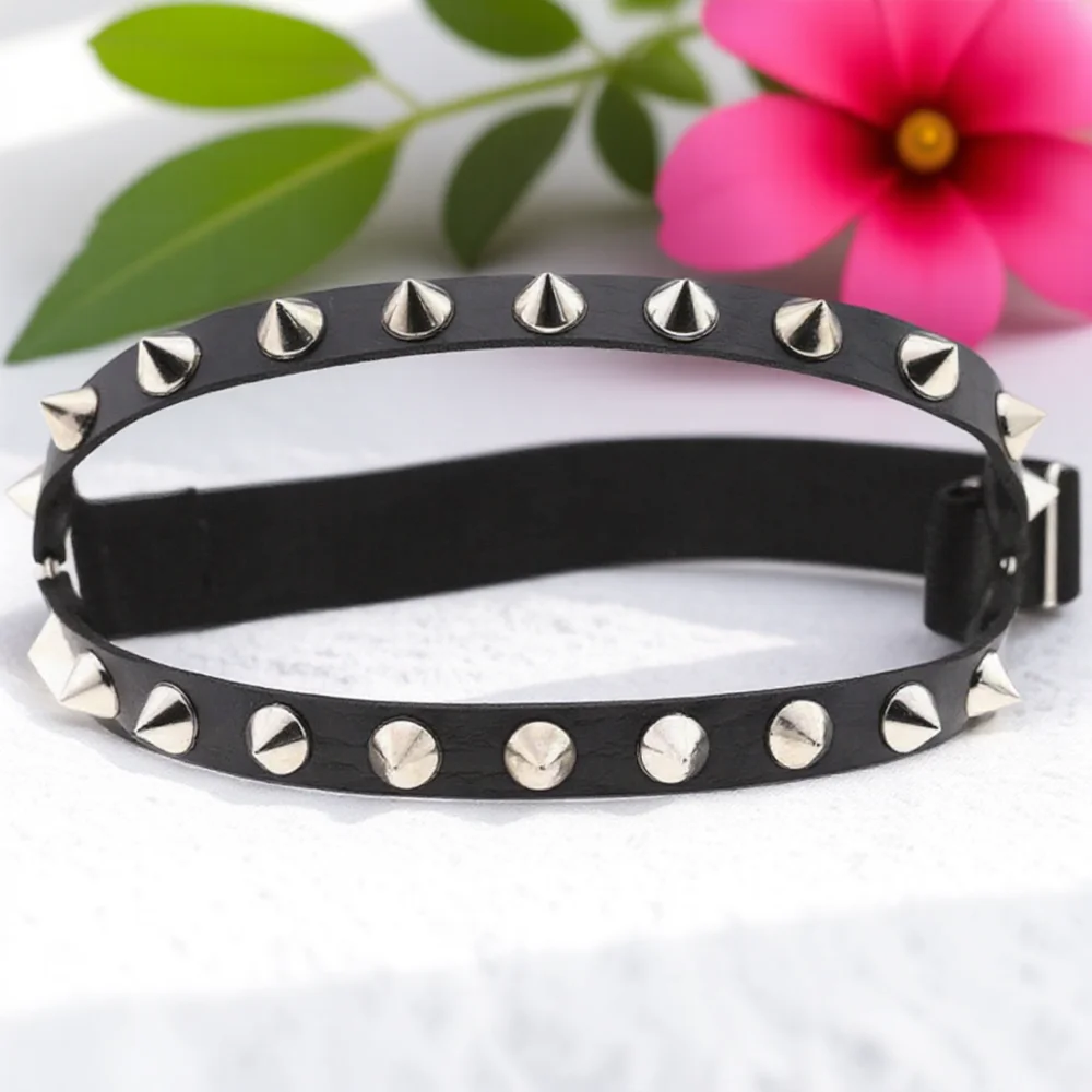 Punk Hip Hop Pelle Doppia Fila Rivetto Reggicalze Anello Coscia Sexy Accessori per Catena per il Corpo per Donna Uomo Calzini Al Ginocchio Moda