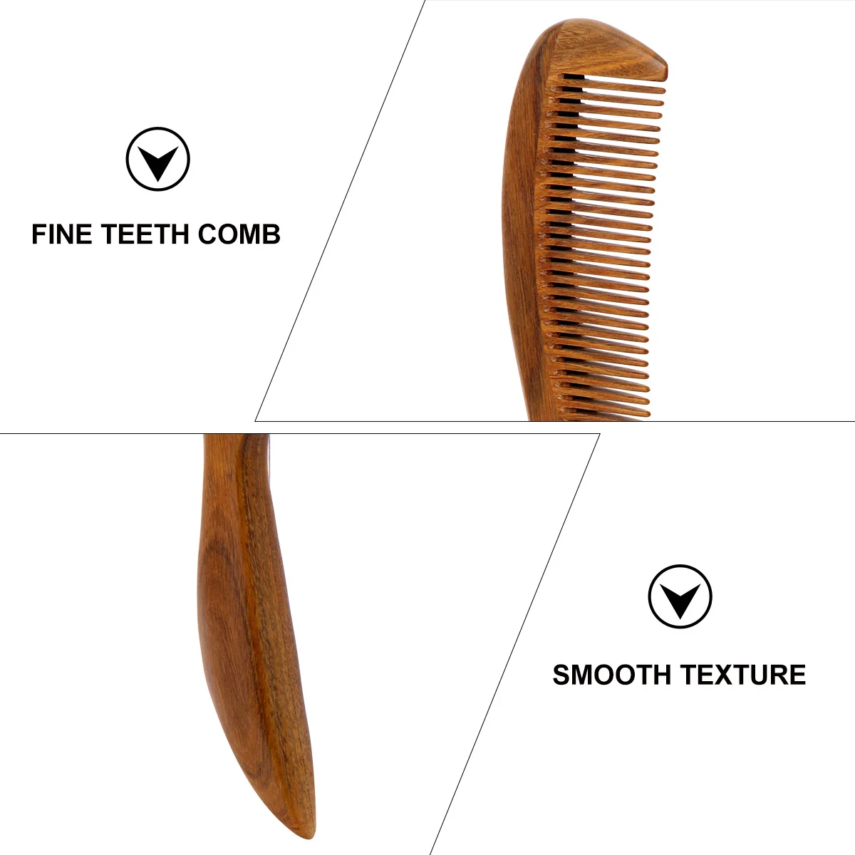 مشط خشب الصندل لتدليك الأسنان الخشبية المضادة للكهرباء الساكنة بدون إصابة فروة الرأس للاستخدام العائلي الاحترافي وتغير الألوان الطبيعية #4