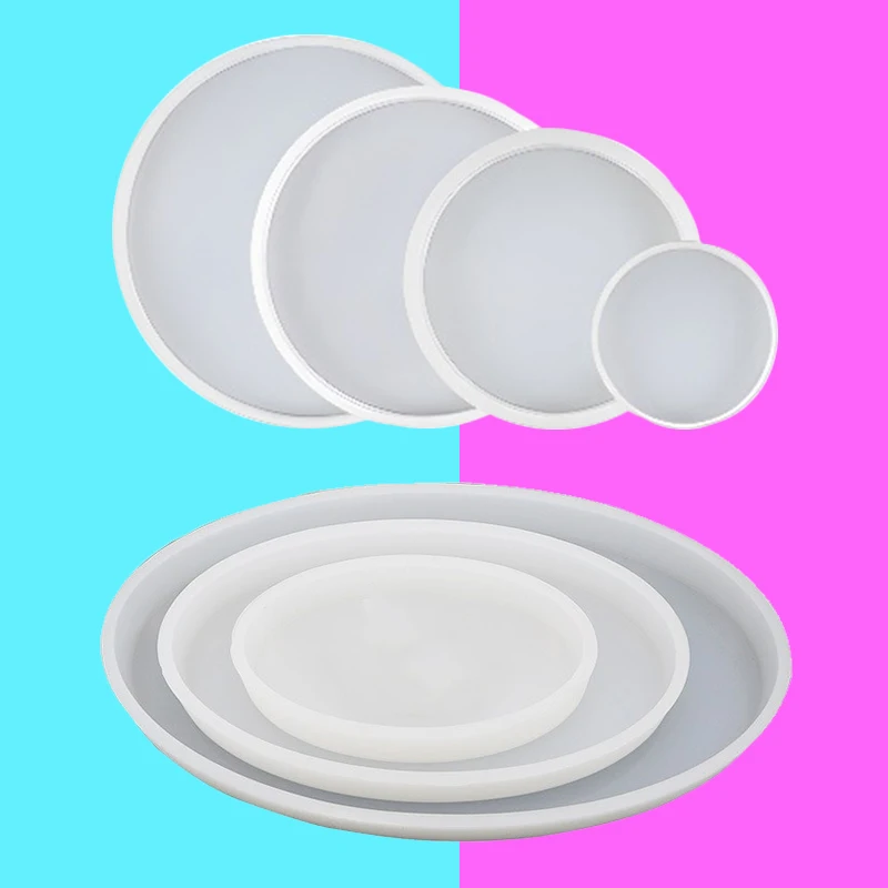 Posavasos ovalado redondo transparente, moldes de fundición de resina, Molde de resina Epoxy de silicona para hacer joyería DIY, bandeja de tazas, artes fluidas