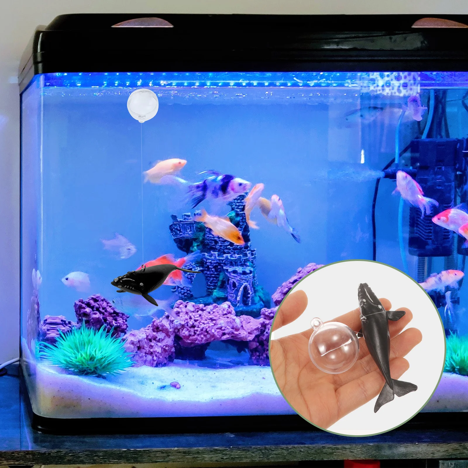 

2 set Floating Whale Fish Tank Decor Aquarium Pvc Durable Cartoon Marine Animal Ornament For Pond Layout Aquatic Pets