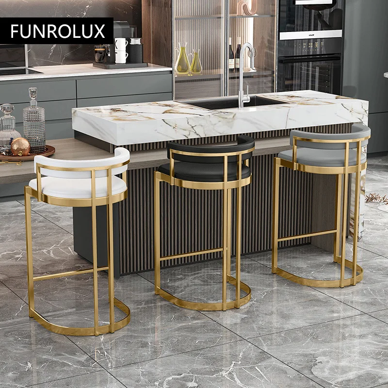 Bar Stool Iron Home Back Bar Stool Light weight Luxury Simple Counter Stool Kitchen Stools